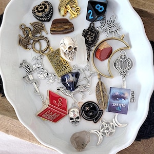 WITCHY MYSTERY SCOOP-Romantic Goth, Crowcore Grab Bag-Trinkets, Beads, Charms, Chip Jars, Tumbled Stones, Pendants -Party Favors, Gift Idea image 5