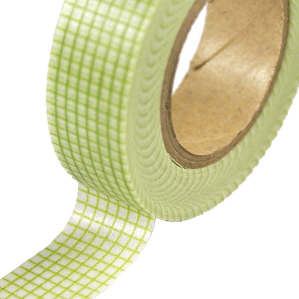 LIGHT GREEN Washi tape - Grid Lines spring green washi masking tape - masking tape for wedding favors, scrapbooking, crafting