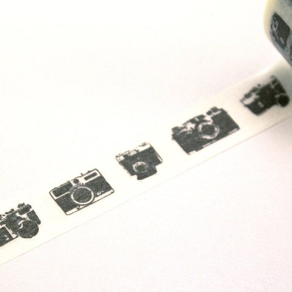 BLACK Retro 35mm Cameras Washi Paper Masking Tapes-16.5 yards total