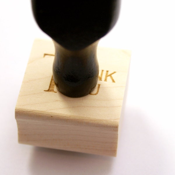 SALE - Uppercase Fancy THANK YOU Wood Block Rubber Stamp with handle - shop exclusive