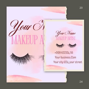 Elegant Makeup Artist Business Card Template: Minimalist Cosmetic Design (Canva Editable, Printable)