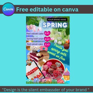 süßer Leckerbissen-Flyer, Dessert-Flyer, Menü-Leckerli, Sommer-Flyer, Canva-Vorlage, bearbeitbarer Flyer, Bäckerei-Flyer, Buchungsflyer, Anzeige für Leckereien, Shop