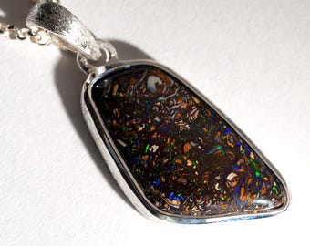 Boulder Koroit Opal Silver Necklace male friend gift Youth Worker