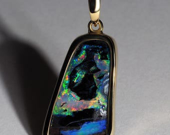 Klimt Boulder Opal Gold Necklace: Australian Gemstone, 18K Yellow Gold