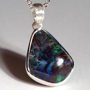 Boulder Opal Pendant Australian Gemstone Necklace