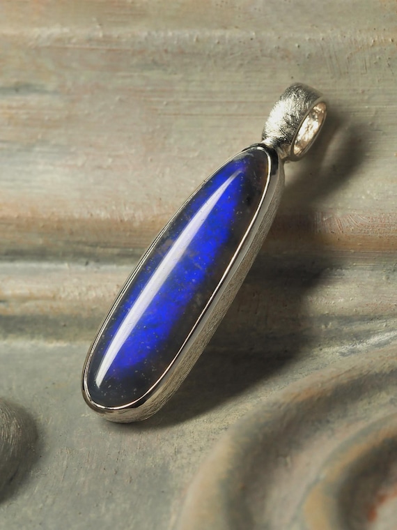 Neon Opal Pendant Sterling Silver Blue Natural Australian Gemstone Necklace Fine Jewellery Unisex Gift Her ramadan geschenk cadeaux elle