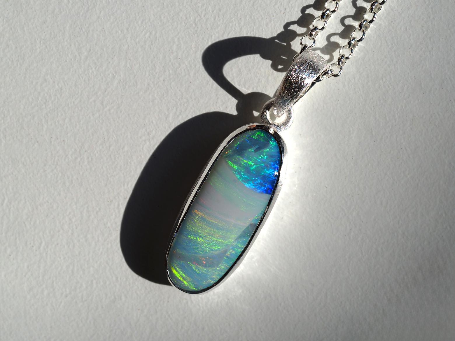 ボルダーオパールシルバーペンダント - Etsy 日本