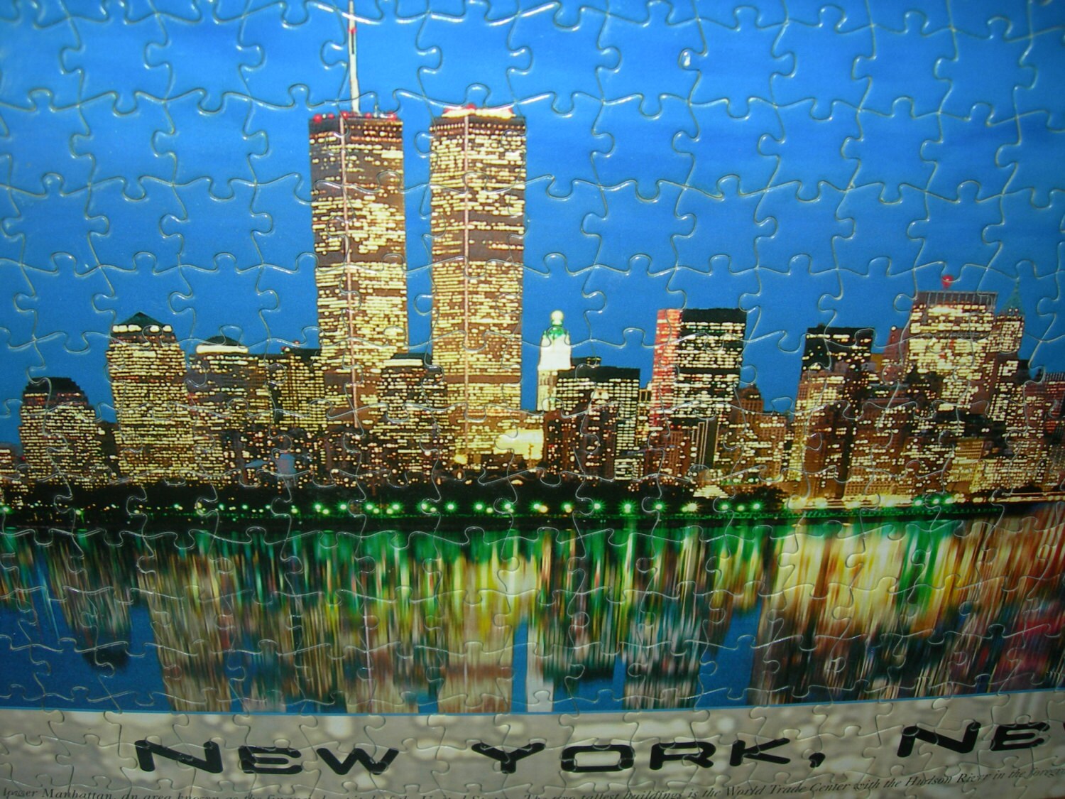 New York World Trade Center Twin Towers Mounted Puzzle Photograph