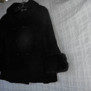Black Vintage Persian Lamb Jacket with Mink Cuffs, Small (8/10) from Garland&#39;s of St. Louis Gift Wrapped Free