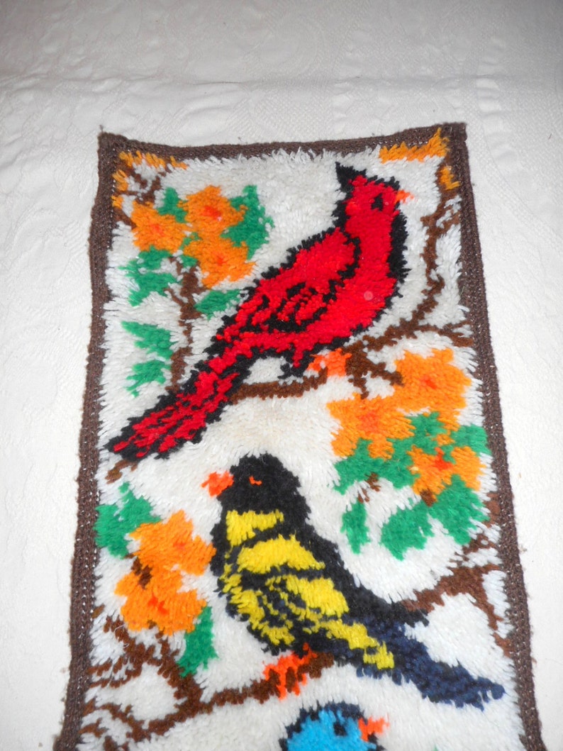 Vintage Handmade Looped Runner Rug or Wall Hanging W/bird Etsy