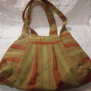 Handmade Vintage Purse Tote Handbag Boho Style Earth Tones Green Brown