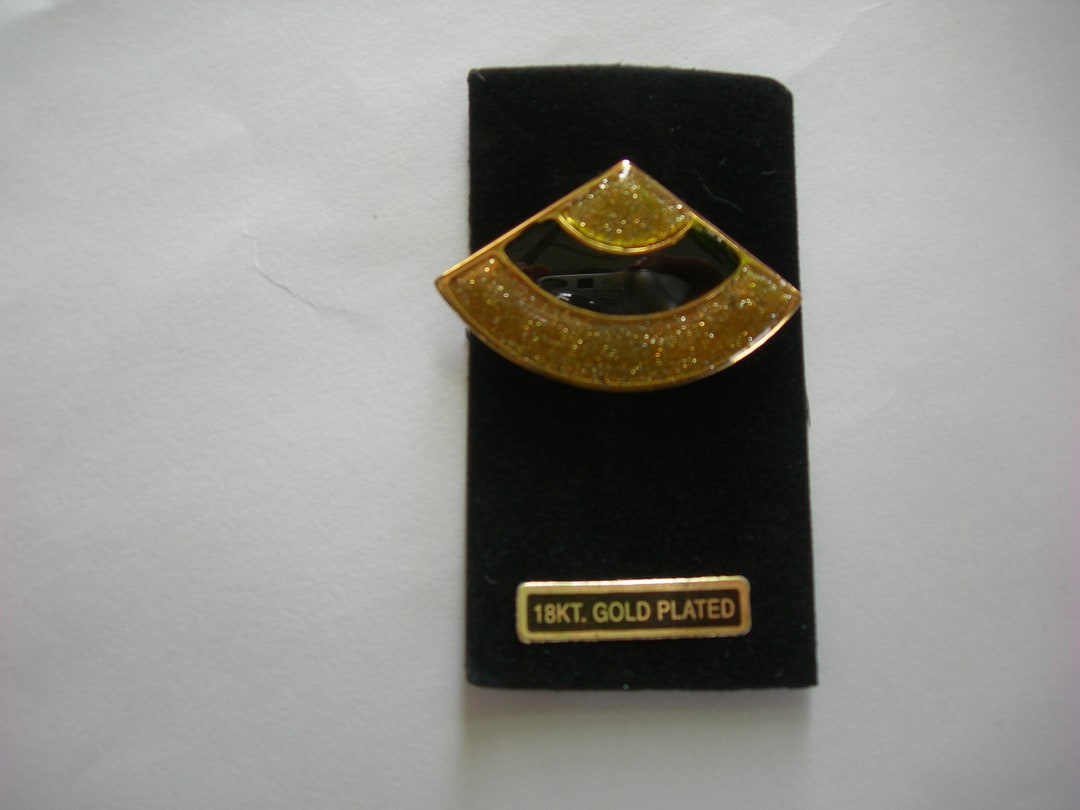 Vintage Black and Gold Brooch 18KT Gold Plated Gift Wrapped for Free Etsy