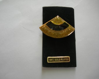Vintage Black and Gold Brooch 18KT Gold Plated Gift Wrapped for Free