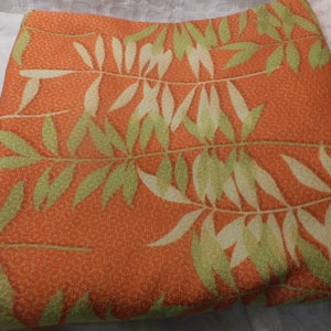 Tropical Vintage Palm Fronds Print Fabric Orange Green Large Piece 72&quot; x 56&quot; M/L  Free USA Shipping