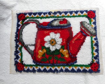 Tappeto ad uncino incompiuto fatto a mano-Vaso di fiori vintage/Sprinkler può progettare