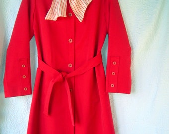 Orange Forecaster Coat with Matching Scarf Lightweight Mod Style Size 9-10