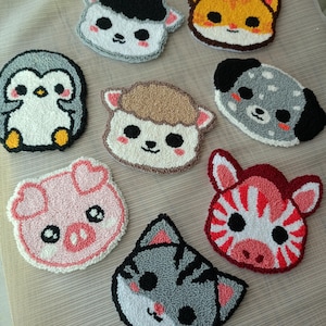 Punch Needle Coaster | Cute Animal Mug Rug Coaster | Handmade Drink Coaster | Housewarming Gift | Cute Tufted Mug Rug | Office Decor