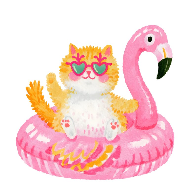 Bride Pool Inflatable Quirky Summer Cat Clipart: 20 Funny Flamingo Float Cats, Pool Party ...
