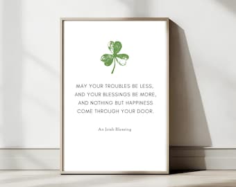 Irish Blessing Shamrock Wall Art: Ireland Home Decor (Digital Download)