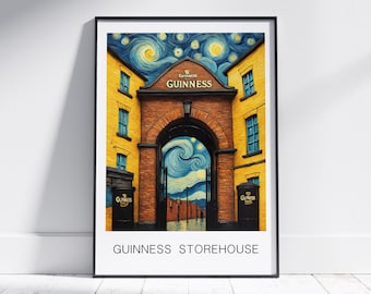 Guinness Storehouse Art Print: Starry Night Dublin Landmark (Digital Download)