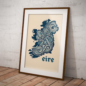 Ireland Map Print - Celtic Art - Eire Wall Art - Irish Decor - Digital Download