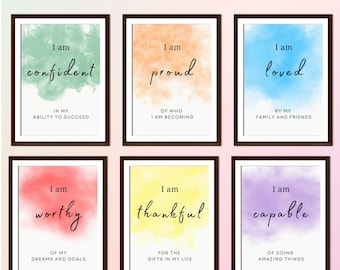 Pastel Positive Affirmations Art | Inspirational Watercolor Prints (Digital Download)