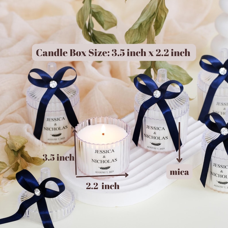 Wedding Favor Custom Candles, Bridal Shower Party Favors, Bulk Candle Jar, Elegant Candle Favor for Wedding Guest, Bridal Shower Gifts image 2