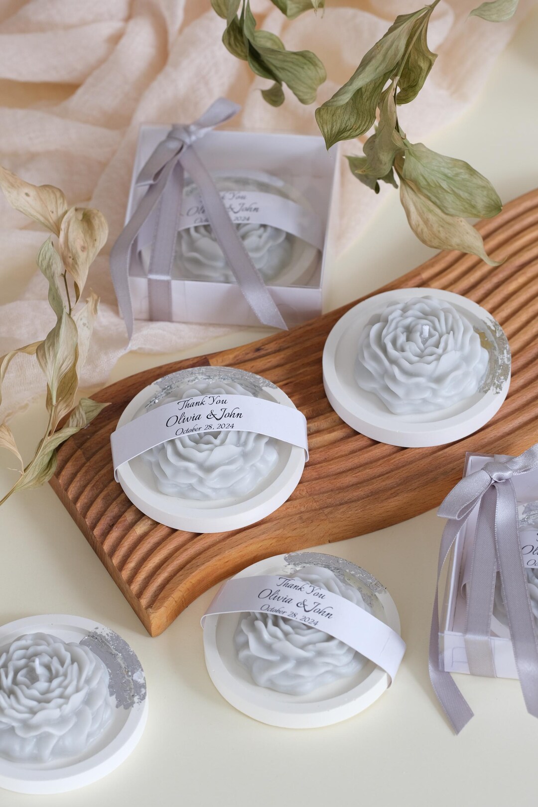 Personalized Peony Candle Favor for Wedding Guests: Bulk Scented Soy ...