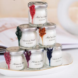 Personalized Wedding Ceremony Thank You Candle Gifts: Handmade Soy Wax Candle Bridal Shower Favors