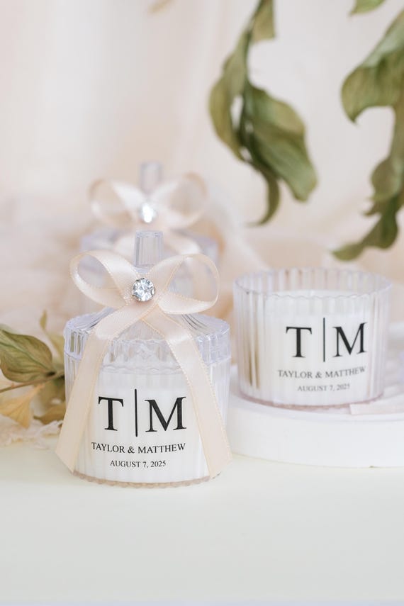 Wedding Favor Custom Candles, Bridal Shower Party Favors, Bulk Candle Jar, Elegant Candle Favor for Wedding  Guest, Bridal Shower Gifts