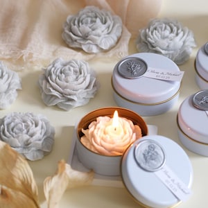 Bomboniere per matrimoni con candele di latta a forma di fiore, bomboniere con candele floreali, candele personalizzate per fidanzamento, bomboniere con candele, bomboniere per addio al nubilato, regali per addio al nubilato