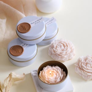 Custom Wedding Tin Candle Favors, Bulk Candle Favors for Wedding Shower, Bridal Shower Favor, Flower Tin Candle Favors, Bridal Shower Gifts