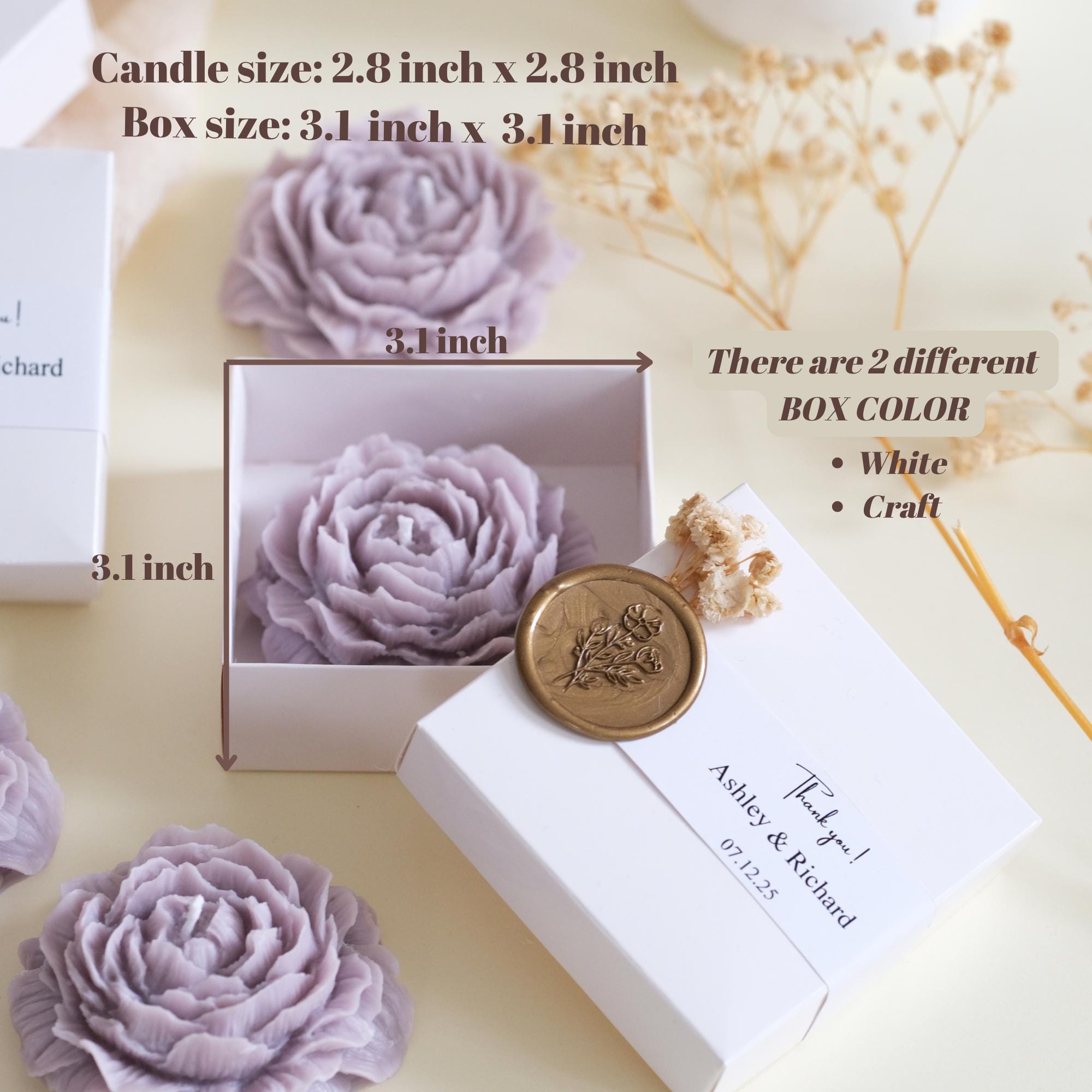 Peony Soy Wax Candle Wedding Favors: Custom Flower Scented Candle ...
