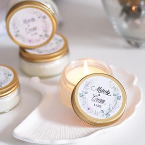 Personalized Tin Can Candle Favors for Wedding Party: Scented Candle Bridal Shower Favors