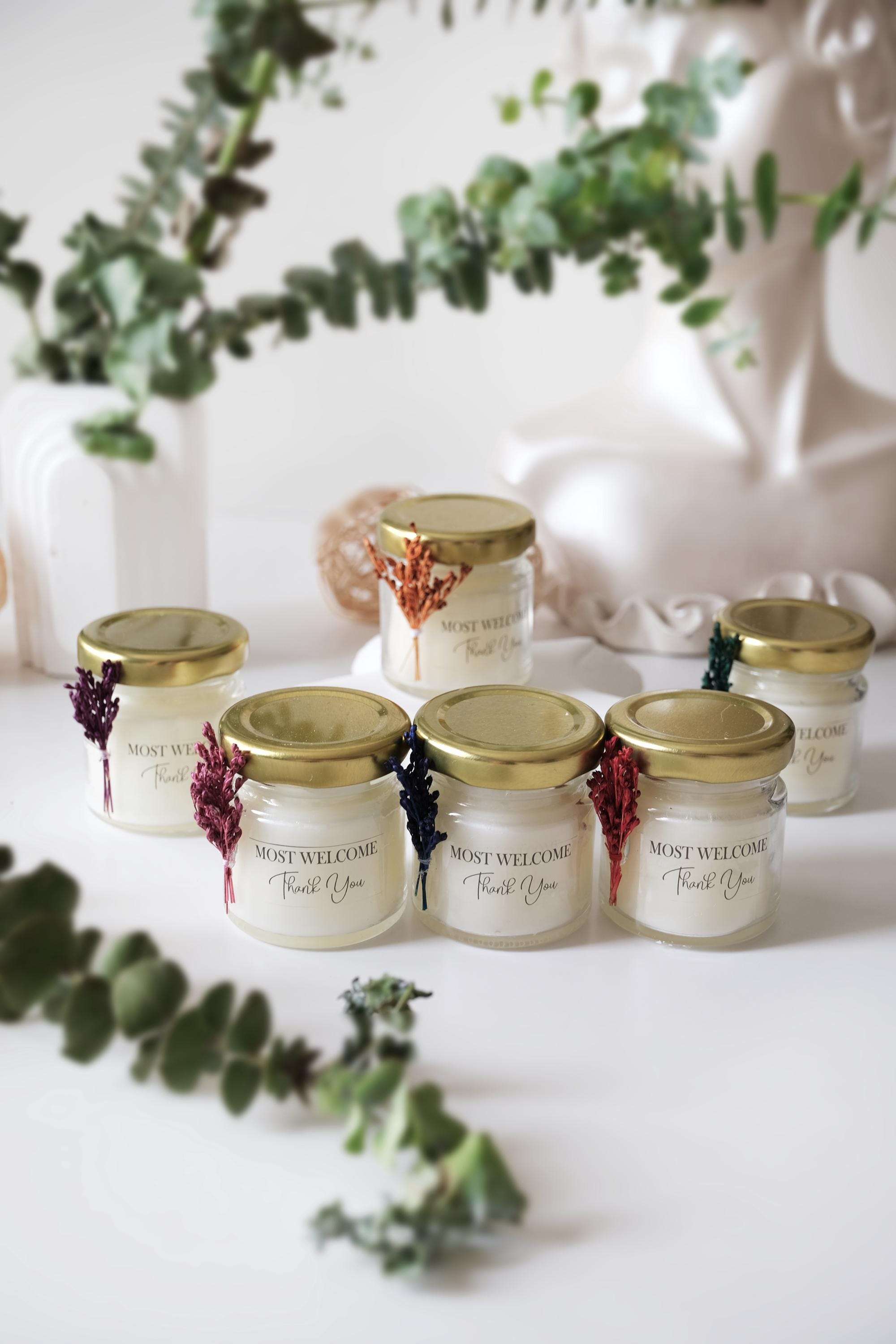 Soy Wax Scented Candles in Jars With Dried Flowers: Bulk Thank You ...