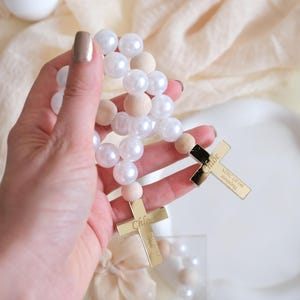 Christening Rosary Favors for Guests, Personalized Baptism Rosary, Baby Shower Guest Gift, Catholic Baptism Keepsake, Welcome Baby Favors