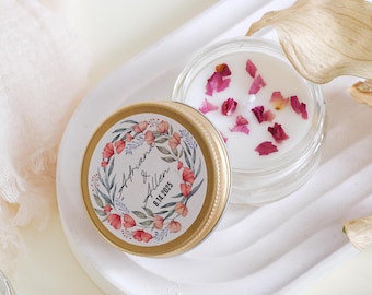 Personalisierte Kerze im Glas für Hochzeitsgäste: Handgefertigte Dankeskerze, Brautparty-Geschenk