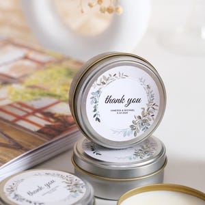 Custom Tin Candle Shower Favors, Personalized Candle Favors, Thank You Favors, Soy Candle Party Favor, Bulk Tin Candle, Wedding Shower Gifts