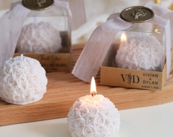 Dainty Floral Candle Favors for Bridal Shower: Scented Soy Wax Flower Candle Wedding Party Favor