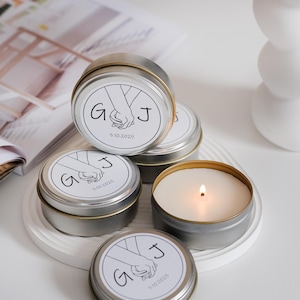 Custom Wedding Shower Favors for Guest, Custom Tin Candle Favor, Shower Favors Personalized, Bulk Soy Wax Tin Candle, Bridal Shower Gifts