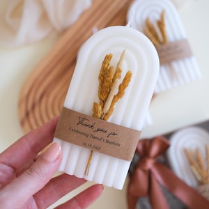 Custom Soy Wax Rainbow Candle Favors, Christening Candle Favors for Guests, Elegant Religious Ceremony Keepsakes, Newborn Baptism Favor