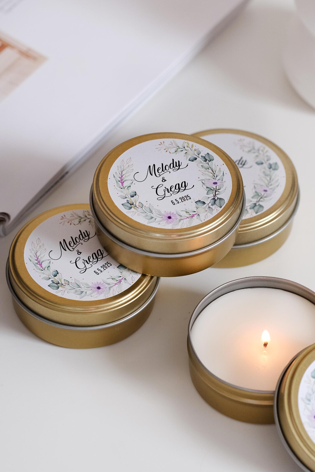 Custom Wedding Favors for Guests, Custom Tin Candle Favors, Bridal ...