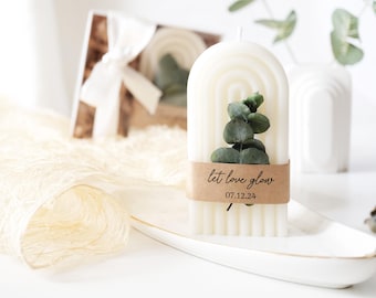 Scented Rainbow Candle with Dry Flower Favor: Personalized Wedding Party Candle Favors