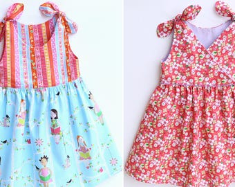 PETITE FILLE Girl Dress Pinafore sewing pattern Pdf, Woven, 3 up to 10 years