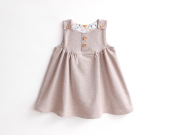 NATTY Girl Dress Pinafore sewing pattern Pdf, Woven and Knit, newborn up to 10 years