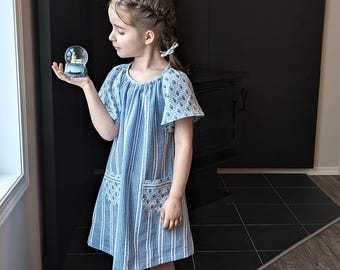 Patrón de costura vestido niña ANAIS Pdf, Tejido, recién nacida hasta 10 años, Les Parisiennes