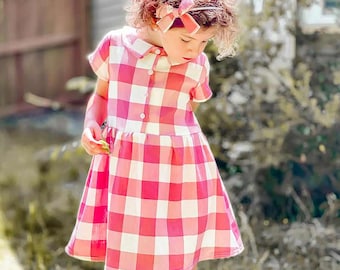 MALALA Girl Dress sewing pattern Pdf, Short Sleeve and 3 quarters Long Sleeve, Woven, newborn up to 10 years