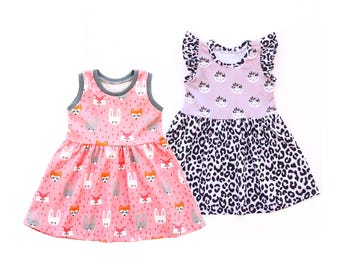 KAWAII FUN Girl Dress sewing pattern Pdf, Flutter Sleeveless, Knit, preemie up to 10 years