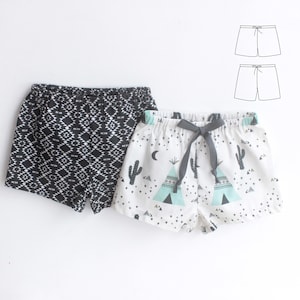 PERKY Shorts for Babies and Children Pdf sewing pattern/ UNISEX Boy and Girl / Woven and Jersey / Toddler newborn up to 10 years