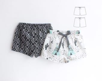 PERKY Shorts for Babies and Children Pdf sewing pattern/ UNISEX Boy and Girl / Woven and Jersey / Toddler newborn up to 10 years